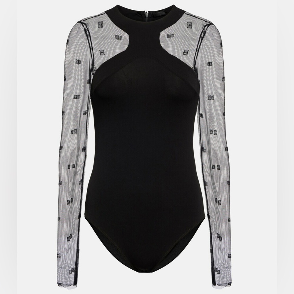GIVENCHY LONG SLEEVE TUILLE 4G W/ BLK BODYSUIT - NEW WITH TAGS